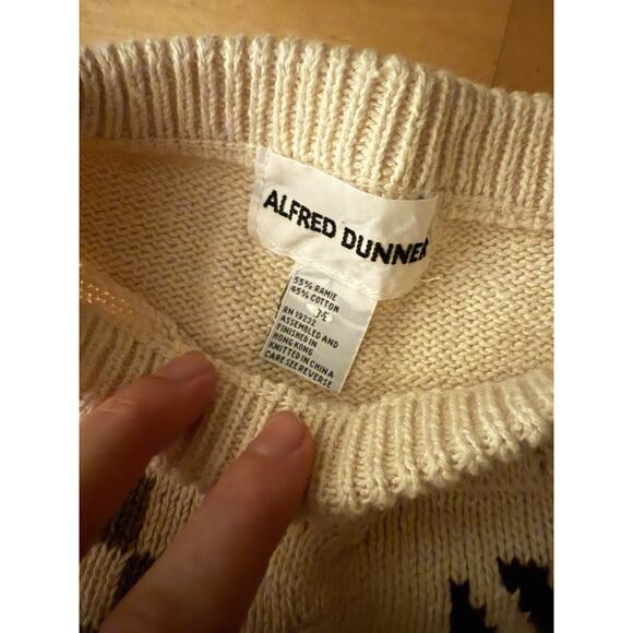 Vintage 90s Coogi Style Geometric Cream Patchwork Knit Sweater M - Picture 2 of 3